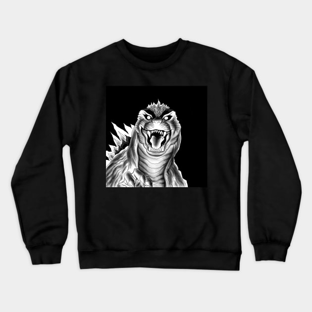 the king of the monsters, the godzilla in the dark Crewneck Sweatshirt by jorge_lebeau